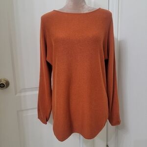 Michael Kors Sunset Orange (Rust) Long Sleeve Knit Sweater, NO SIZE TAG
